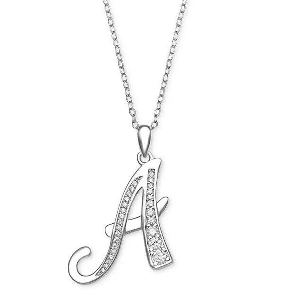 Giani Bernini A Initial Necklace Sterling Silver CZ Charm Chic Ladies Classic - Picture 5 of 5